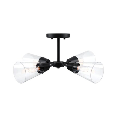 Designers Fountain Norro 21in 4-Light Matte Black Modern Semi Flush Mount Light D290C-SF-MB